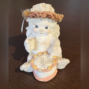 Dreamsicle Cherubic Figurine with Birthday Cake